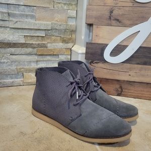 Toms Gray Ankle Booties with Suede Finish